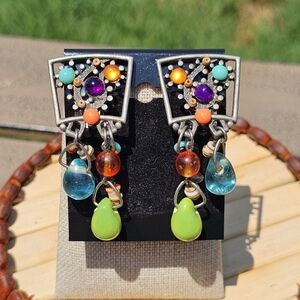 Colorful vtg. Clip on earrings